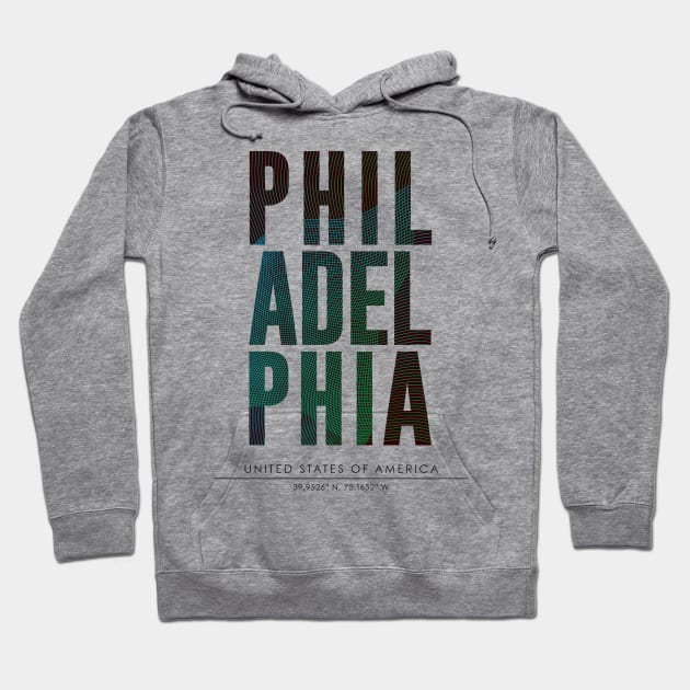 Philadelphia city typography Hoodie by StudioGrafiikka